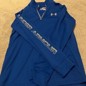 Under Armour boys long sleeve quarter zip shirt, heat gear, royal blue